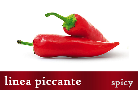 
<p><h3>Pepper filled with tuna</h3>Italian excellence. Chili pepper and tuna together for a unique mix. This product has a particular manufacturing, exalting both the taste of the sea and of the earth.</p>
<p><h3>Apulian Bomb</h3>For those who love intense flavour; a spicy cream based on aubergines and other vegetables. Ideal as dressing.</p>
<p><h3>Spicy pressed Olives</h3>This variety of olive “La bella di Cerignola” is differently worked, to have this particular and spicy taste, Ideal  as starter.</p>
